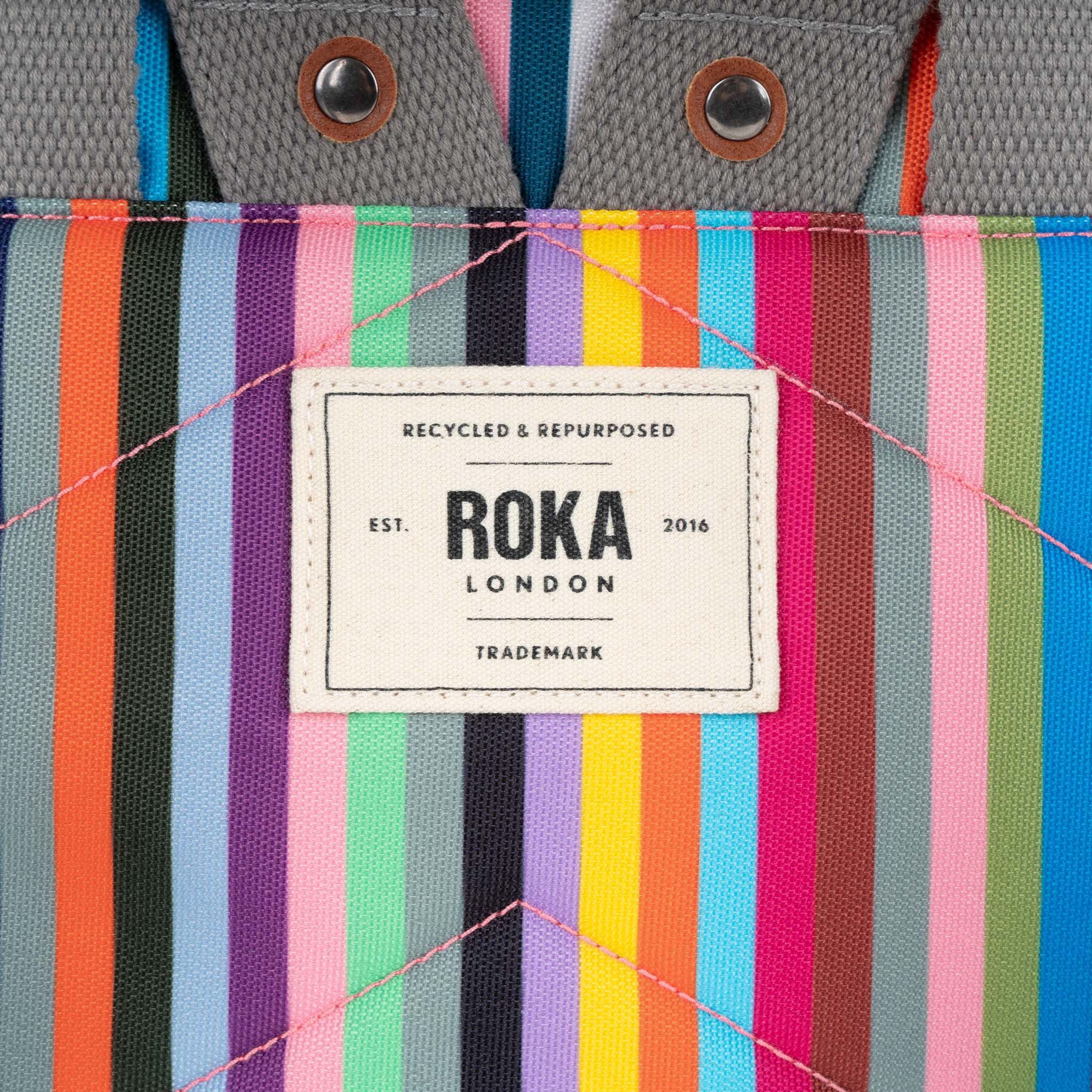 Canfield Roll Top Backpack in Multi Stripe - Image 4