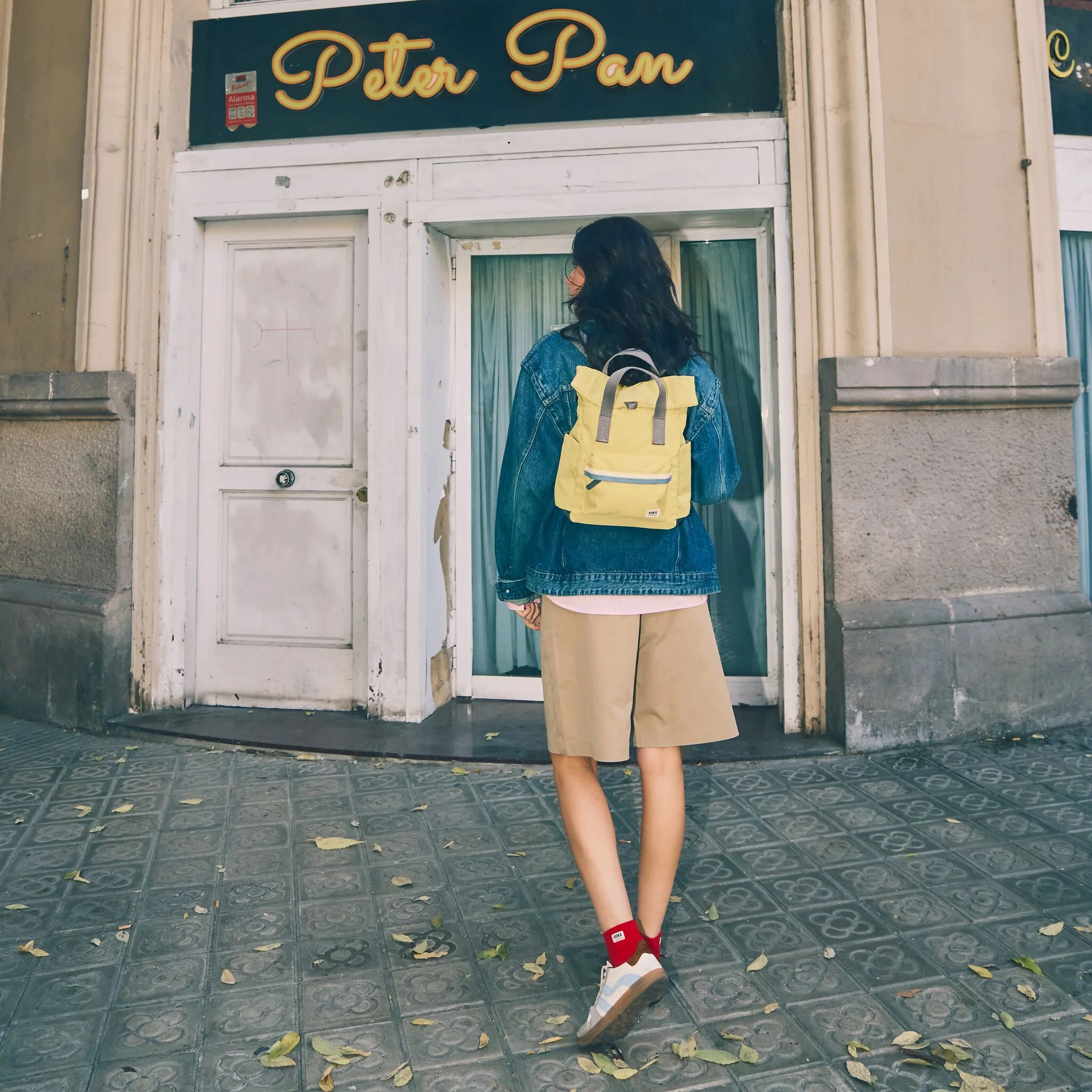 Canfield Roll Top Backpack in Lemonade Stripe - Image 2