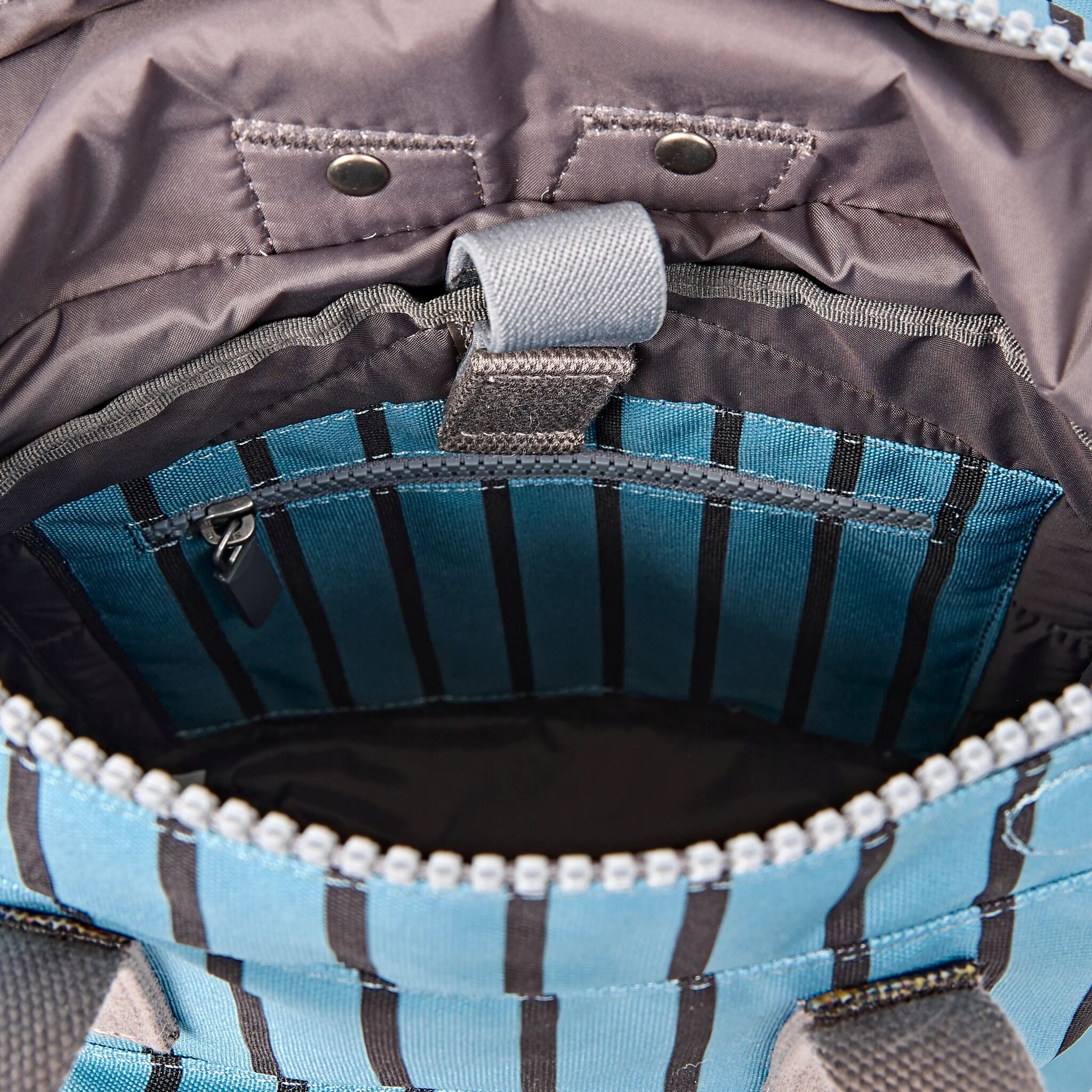 Canfield Roll Top Backpack in Blue Stripe - Image 4