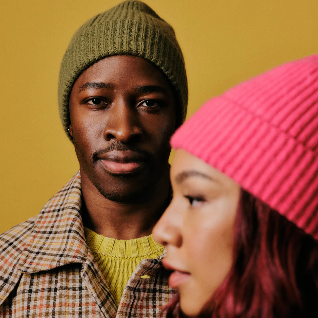 Shard Cashmere Beanie Hat in Avocado - Image 5