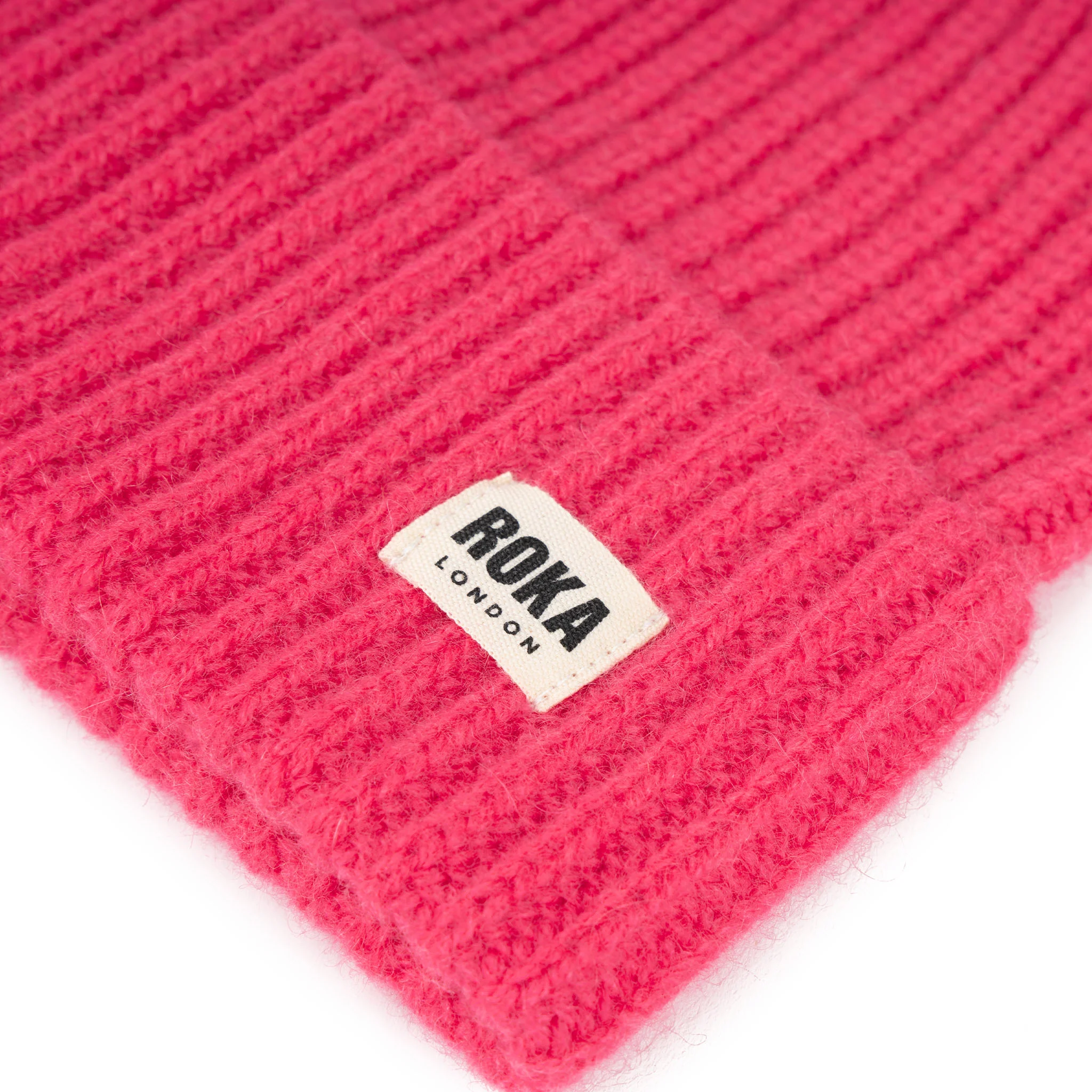 Shard Cashmere Beanie Hat in Coral - Image 3