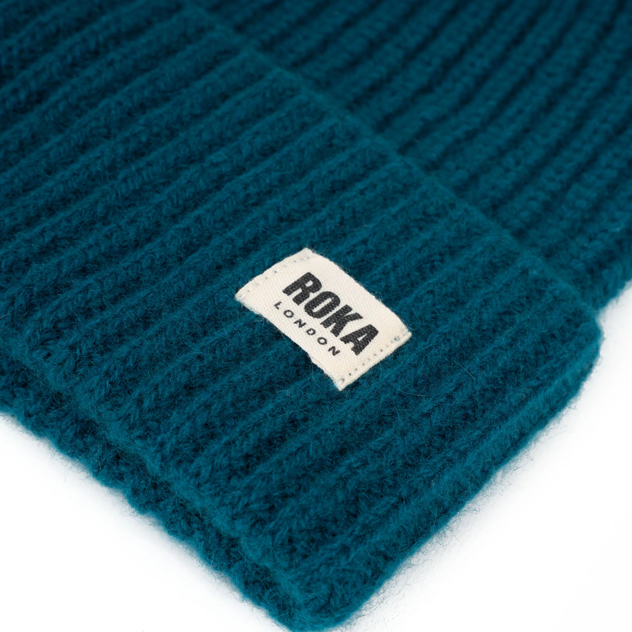 Shard Cashmere Beanie Hat in Teal - Image 3